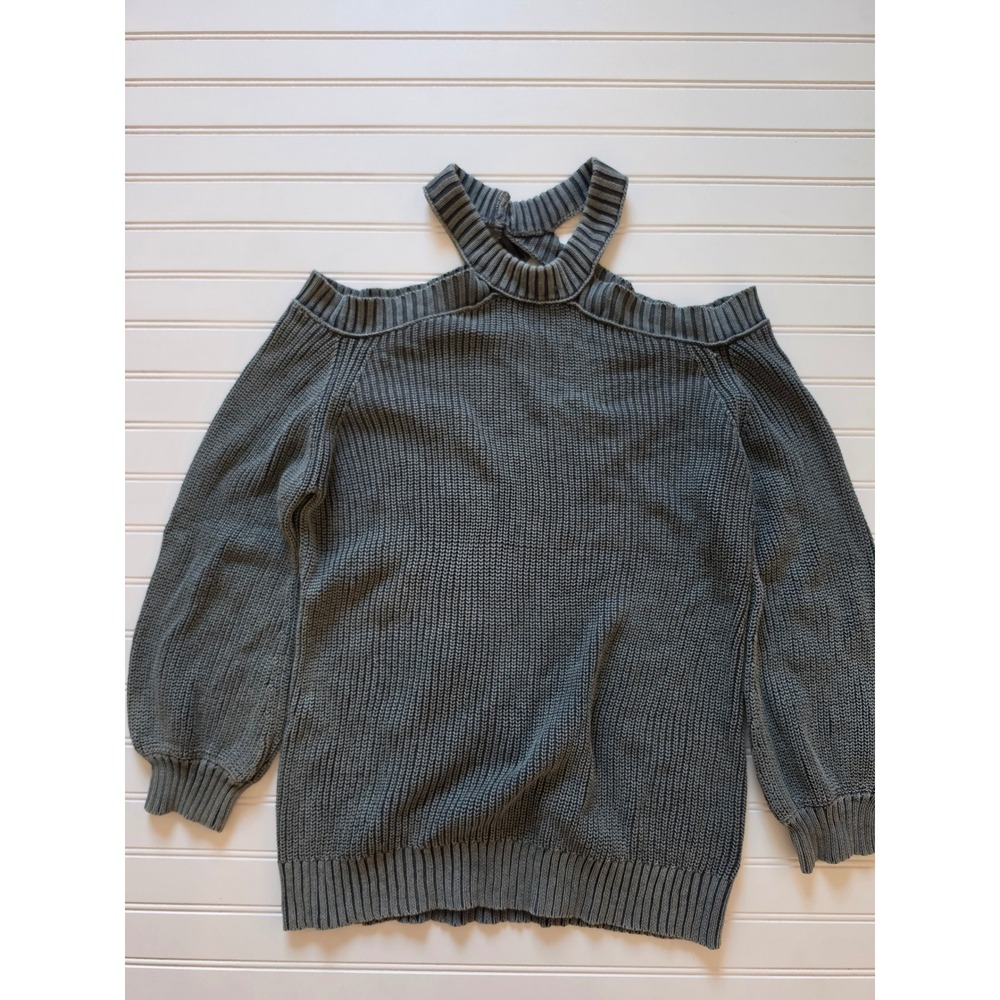 VICI Cold Shoulder Sweater Womens Small Gray Excellent Halter Neck Cotton Ribbed